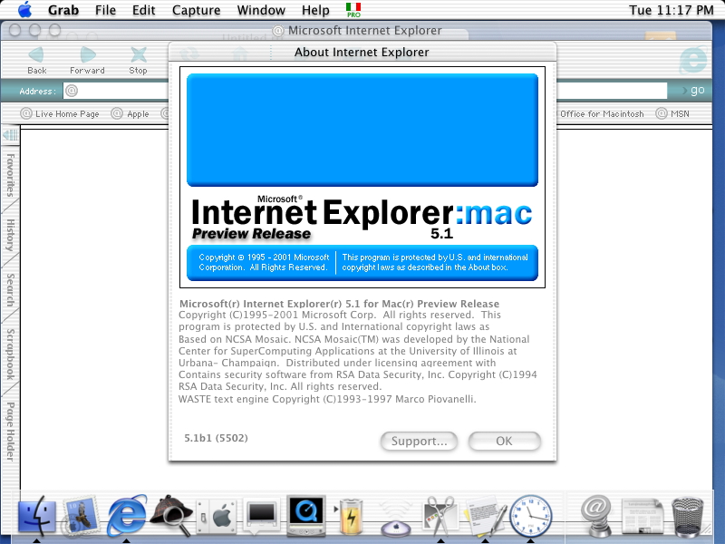 Mac OS X 10.0 Cheetah Internet Explorer 5.1 (2001)